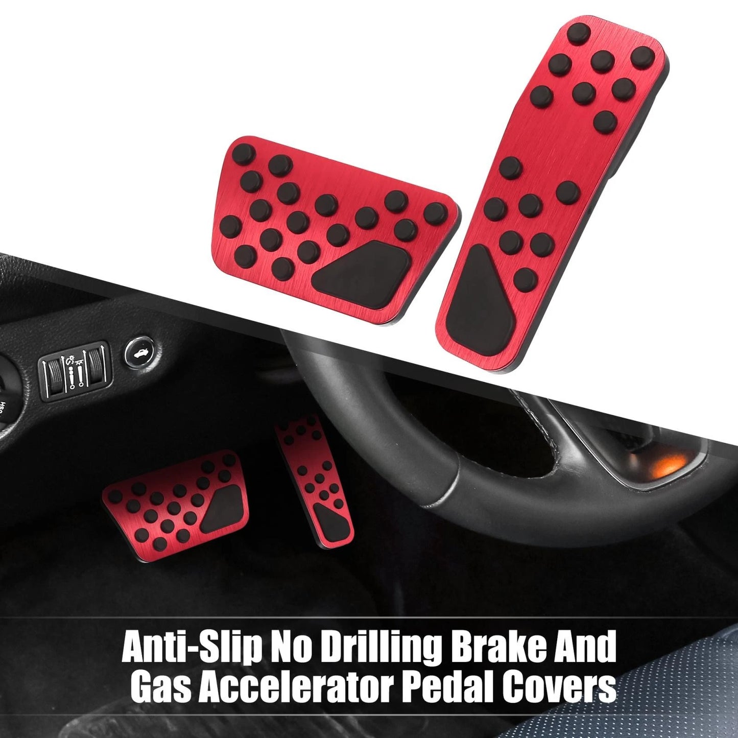 Pedal Cover Kit Anti-Slip for Dodge/Chrysler Red