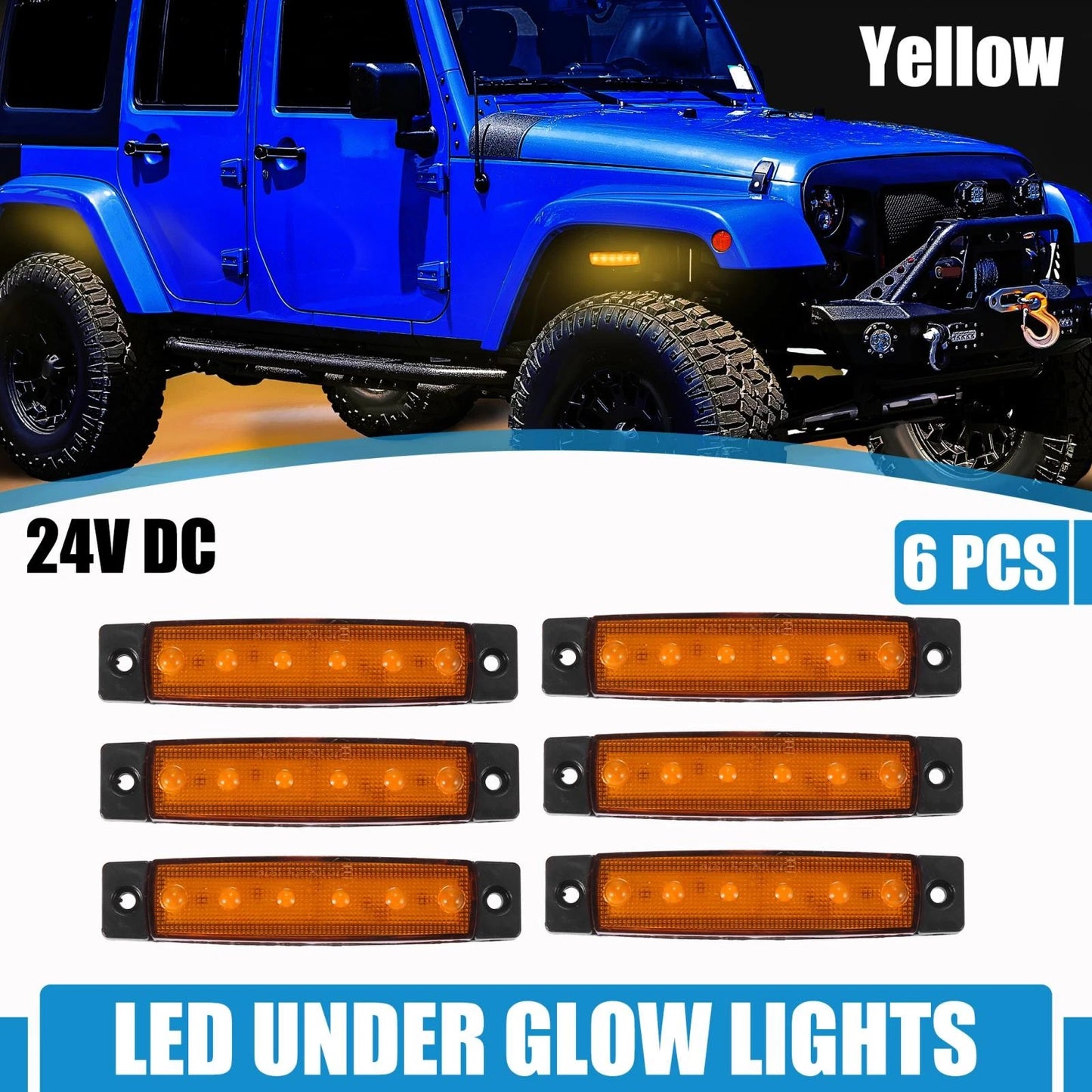 6 x Car LED Underbody Wheel Lights for Jeep (24V)