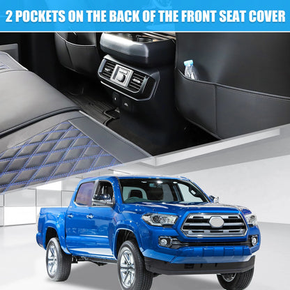 5 x Black Blue Front Rear Seat Covers for Toyota Tacoma (2005-2024)