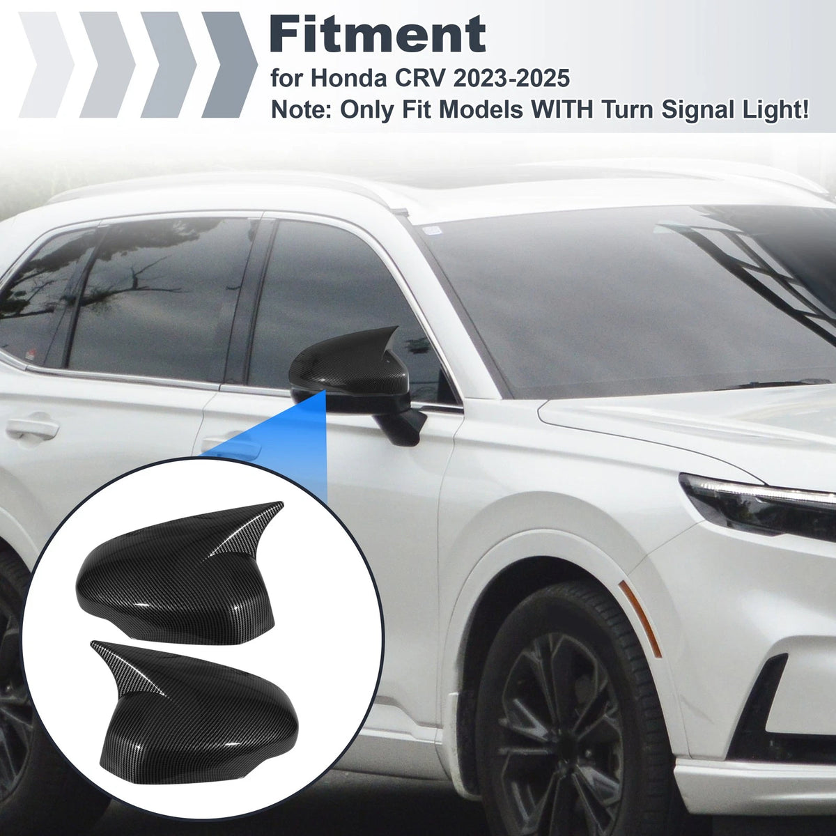 2 x Left Right Side Ox Horn Rearview Mirror Covers for Honda CR-V (2023-2025)