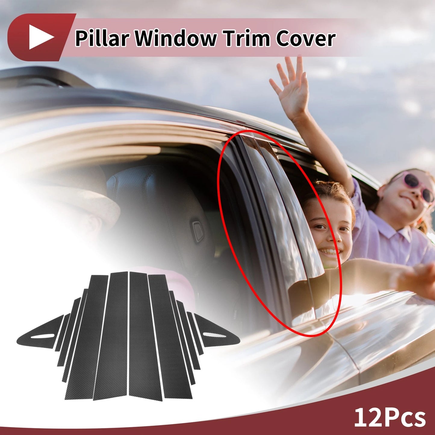 12 Pcs Carbon Fiber Door Pillar Trim for Toyota Corolla Hatchback (2019-2024)