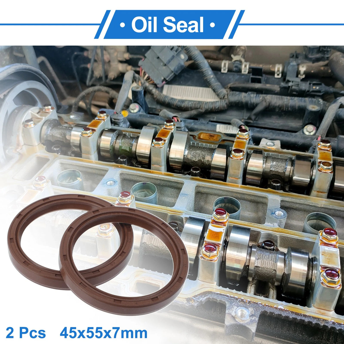 Oil Seal 45x55x7mm FKM Brown 2 x Pcs