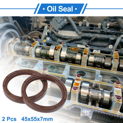 Oil Seal 45x55x7mm FKM Brown 2 x Pcs