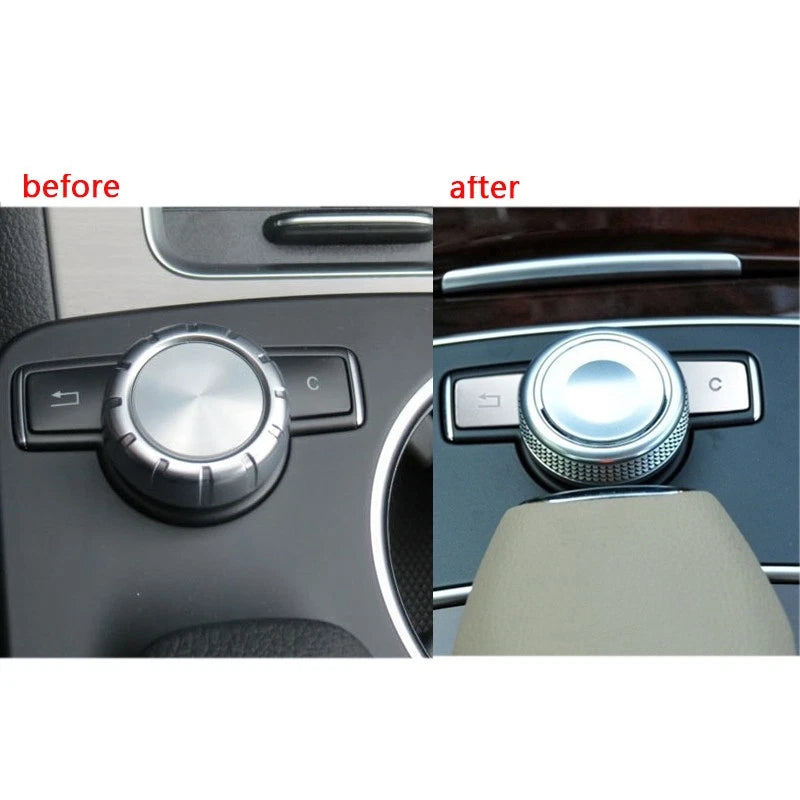 2 x Multimedia Button Cover Silver for Mercedes Benz C E GLK GLS (2010-2020)