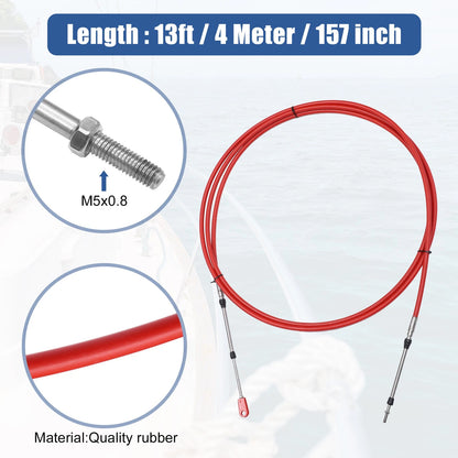 1 Pcs 13ft Marine Throttle Shift Control Box Cable with Clevis Red