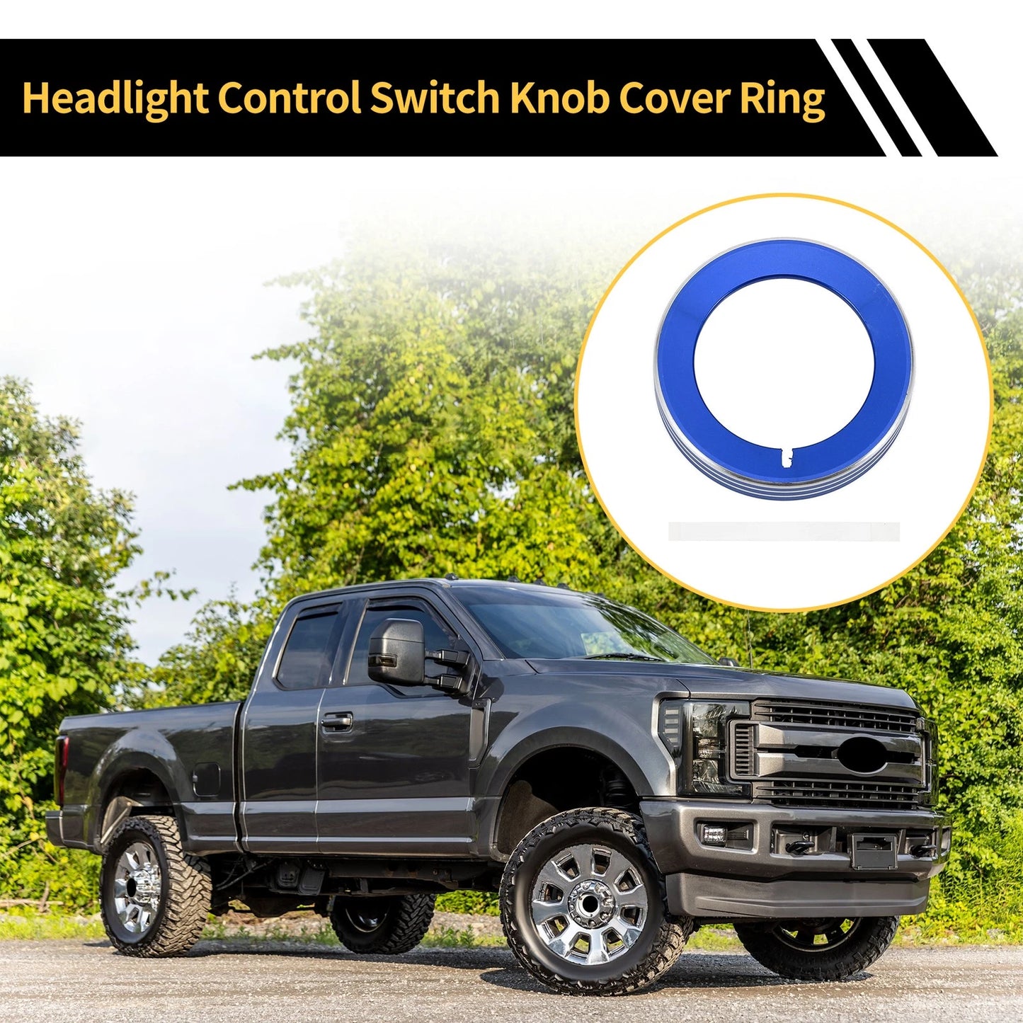 Headlight Control Switch Knob Cover Ring for Ford F-150 (2016-2021) Blue