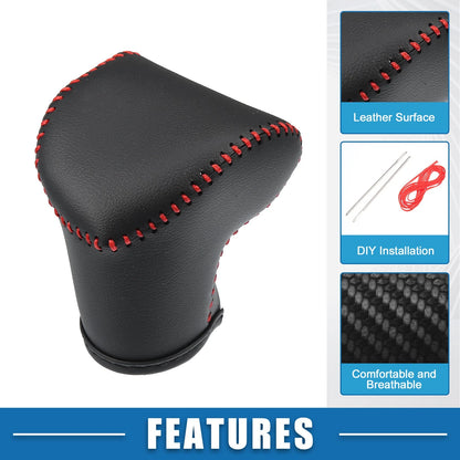 Kia Soul Gear Shifting Knob Cover 2020-2023 Black Faux Leather Red Line