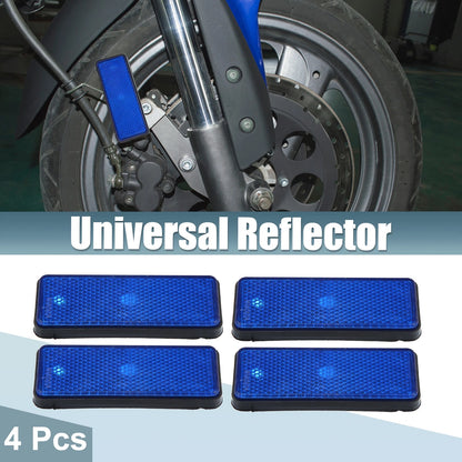 4 x Universal Rectangle Shape Reflectors for Motorcycle Garbage Cans Blue