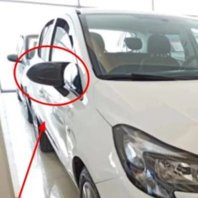 2 Piece Side View Mirror Covers for Opel Corsa E (2014-2019) Gloss Black