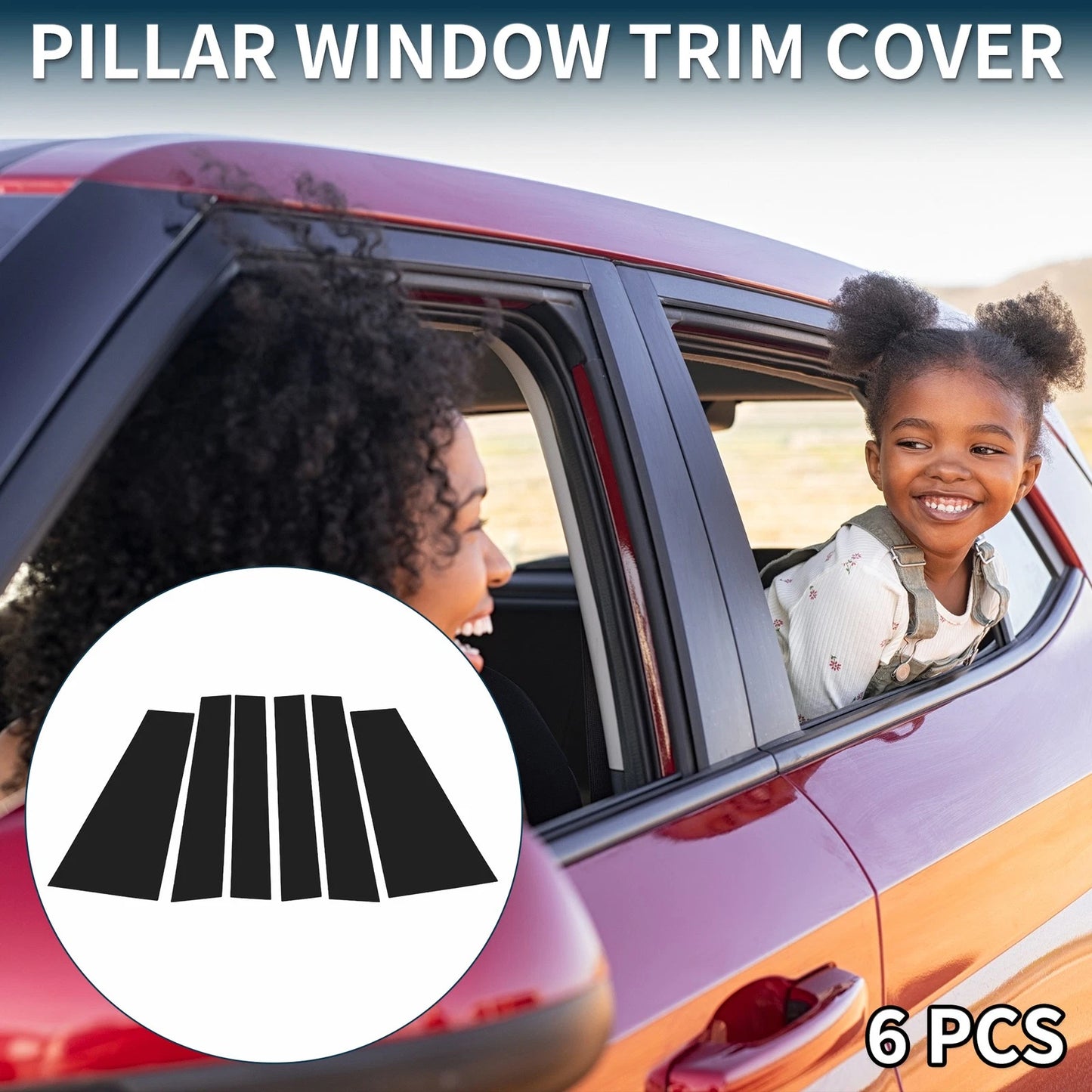 6 Pcs Door Pillar Window Trim for Toyota Sienna (2021-2023) Black