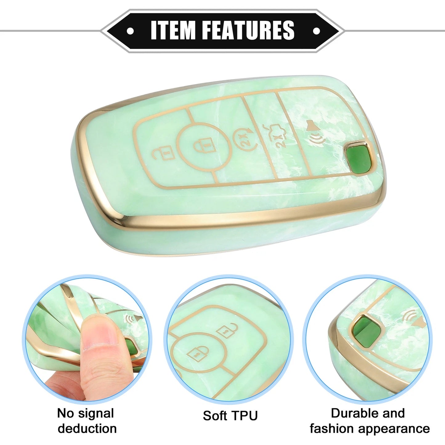 Key Fob Cover 5 Button for Ford Smart Key (Compatible) - Green