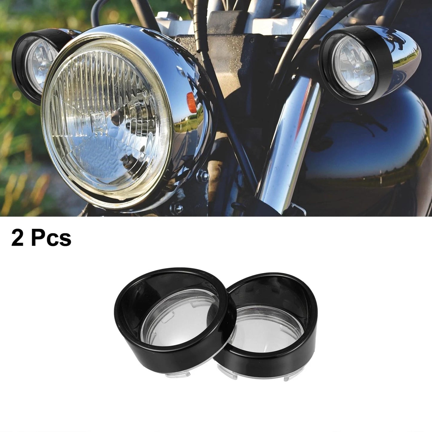 2 x Turn Signal Light Covers with Black Visor for Harley Dyna