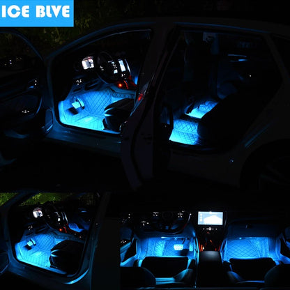 Ice Blue LED Footwell Light Strip for Car Interior Decoration
