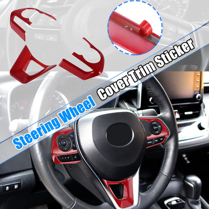 3 x Red Car Interior Steering Wheel Cover Trim for Toyota Corolla (2020-2022)