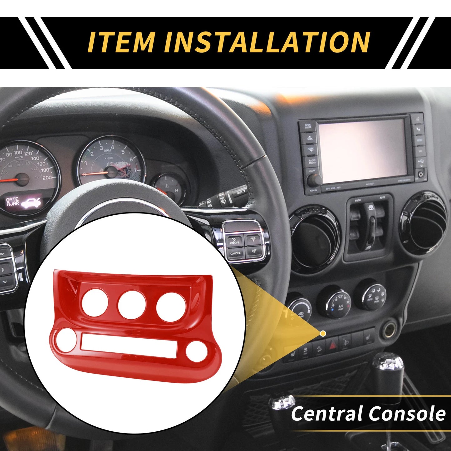 AC Switch Control Cover Trim for Jeep Wrangler JK JKU 2011-2017 Red