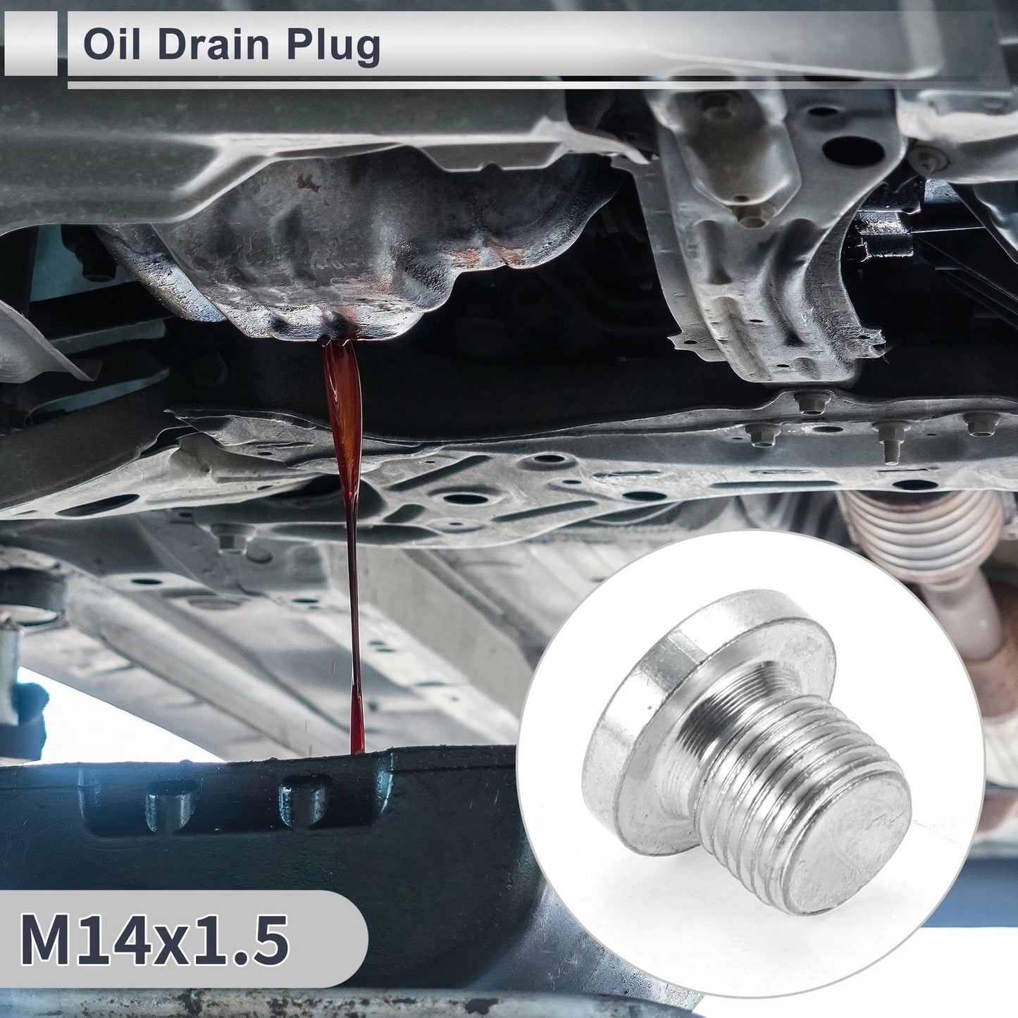 Engine Oil Drain Plug M14x1.5 1 Set with Gasket for Car Motorcycle