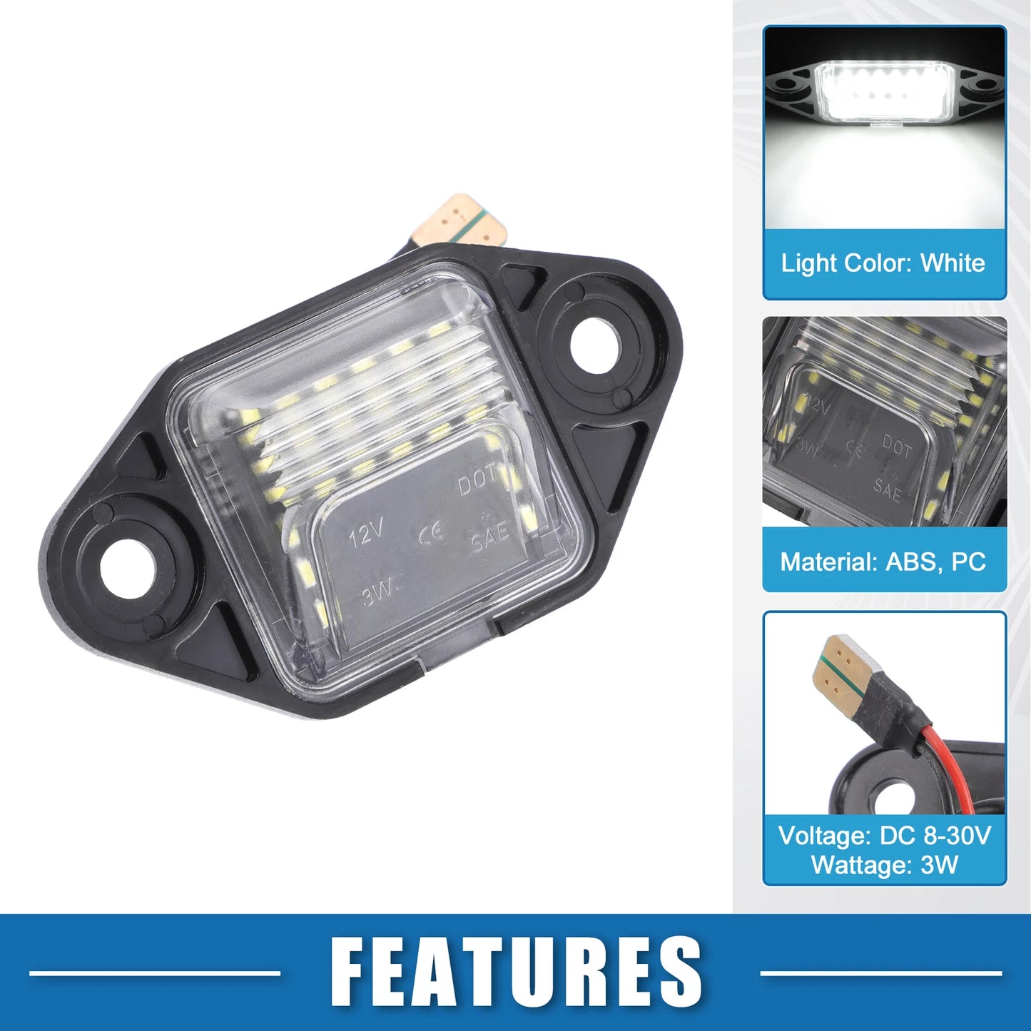 6500K White LED License Plate Light for Ford E-150 E-250 (2003-2014)