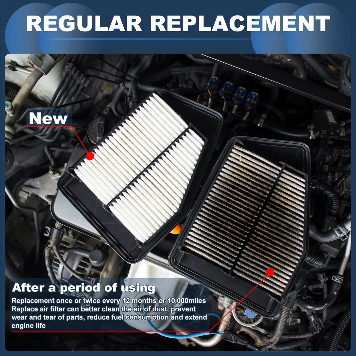Engine Air Filter for Kia Seltos (2021-2024) 1 Pcs Long Life