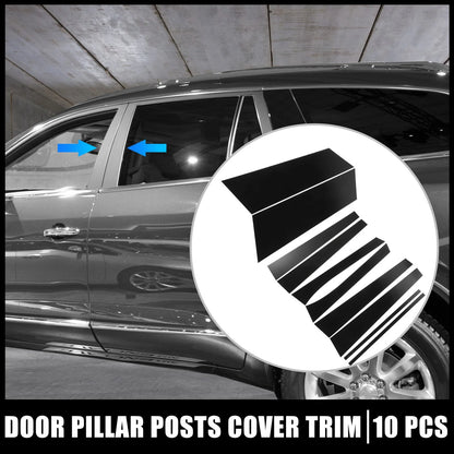 10 Pcs Door Cover Panel Trim Pillar Posts Stickers Black for Buick Enclave