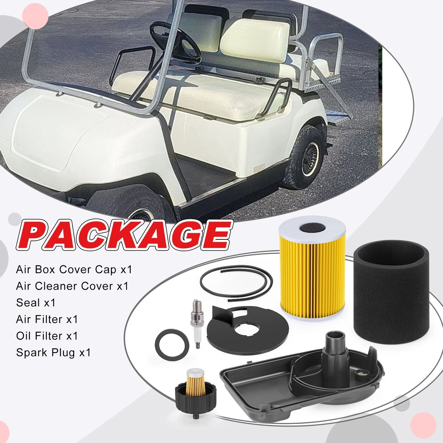 Air Box Cover & Air Fuel Filter for Yamaha G2 G8 G9 G11 Golf Cart (1985–1995)