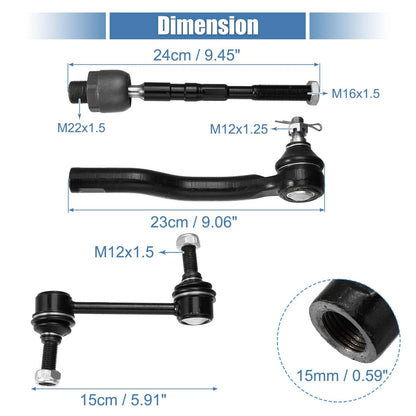 6pcs Tie Rod End Links & Sway Bar Link for Lincoln MKX (2007-2015)