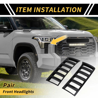 Set Front Headlights Grille Vent Cover Trim for Toyota Tundra (2022–2024)