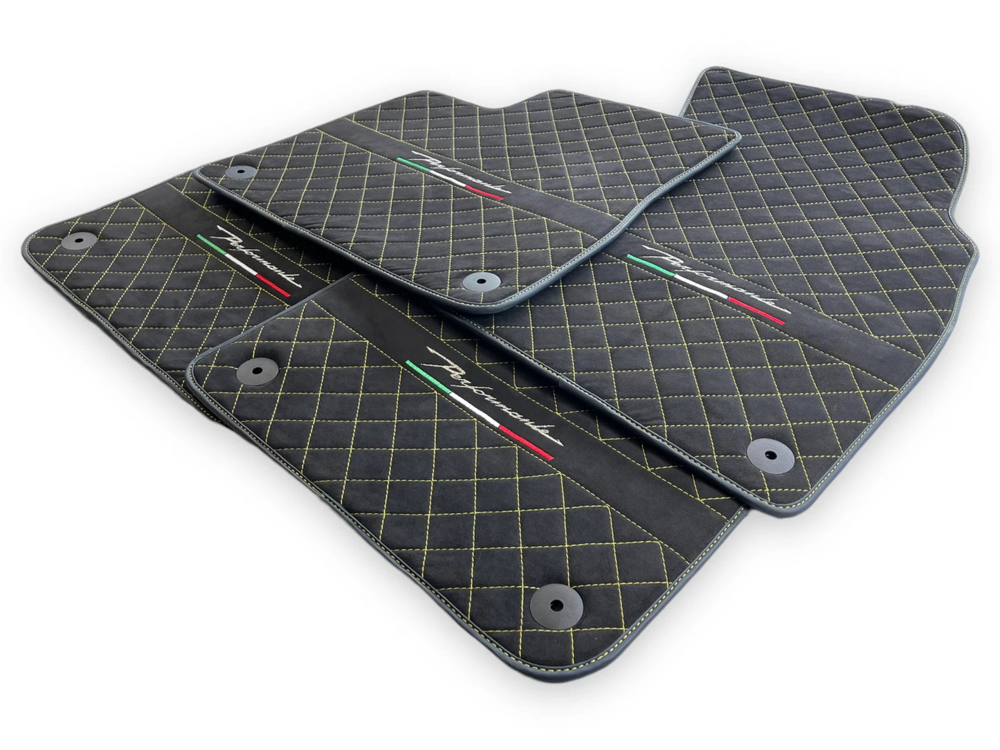 Alcantara Floor Mats for Lamborghini URUS 2018-2024 2 x Yellow Stitching