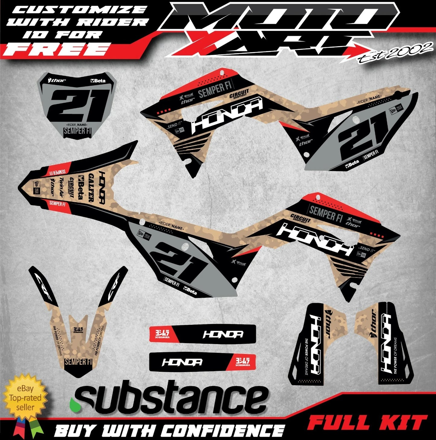 Full Custom Graphic Kit for Honda CRF 450 (2017-2020)