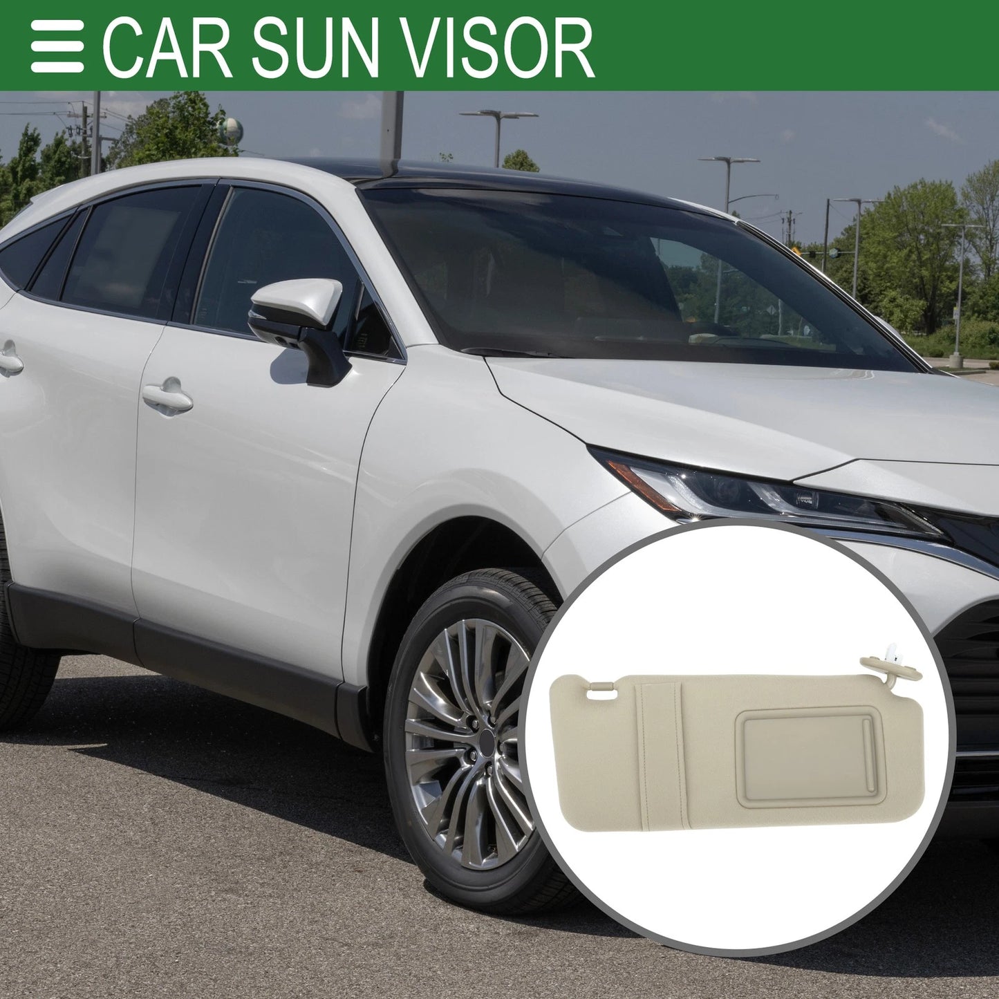 Right Passenger Side Sun Visor for Toyota Venza (2010-2015)