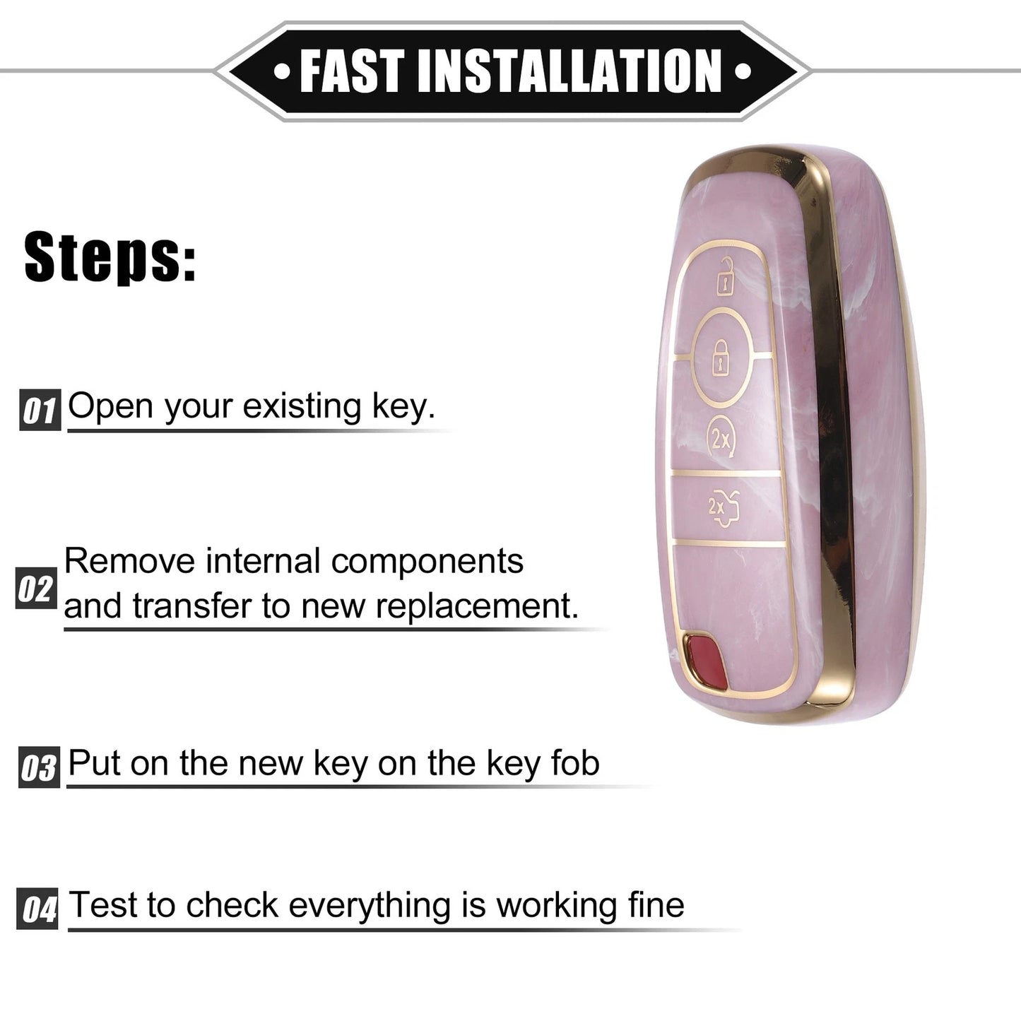 4 Button TPU Key Fob Cover Case for Ford Explorer, Ecosport, Mustang (2020-2023)
