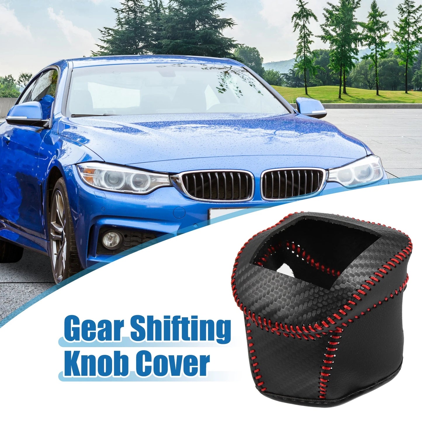 Gear Shifting Knob Cover for Nissan Rogue (2021-2023) PU Leather Black Red