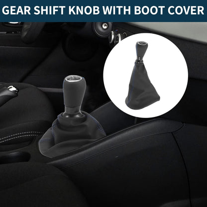 5 Speed Gear Shift Knob & Cover for Peugeot 206 (2005-2008) Black Faux Leather