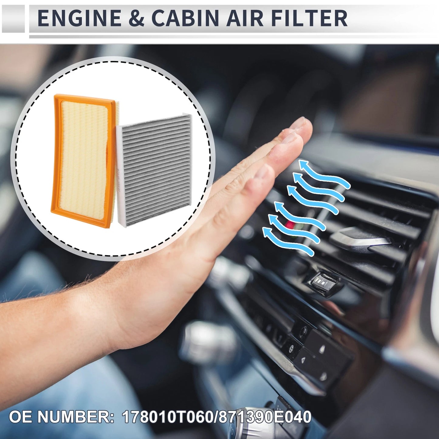 Engine Cabin Air Filter Combo for Toyota Camry 2.5L 3.5L (2018-2024)