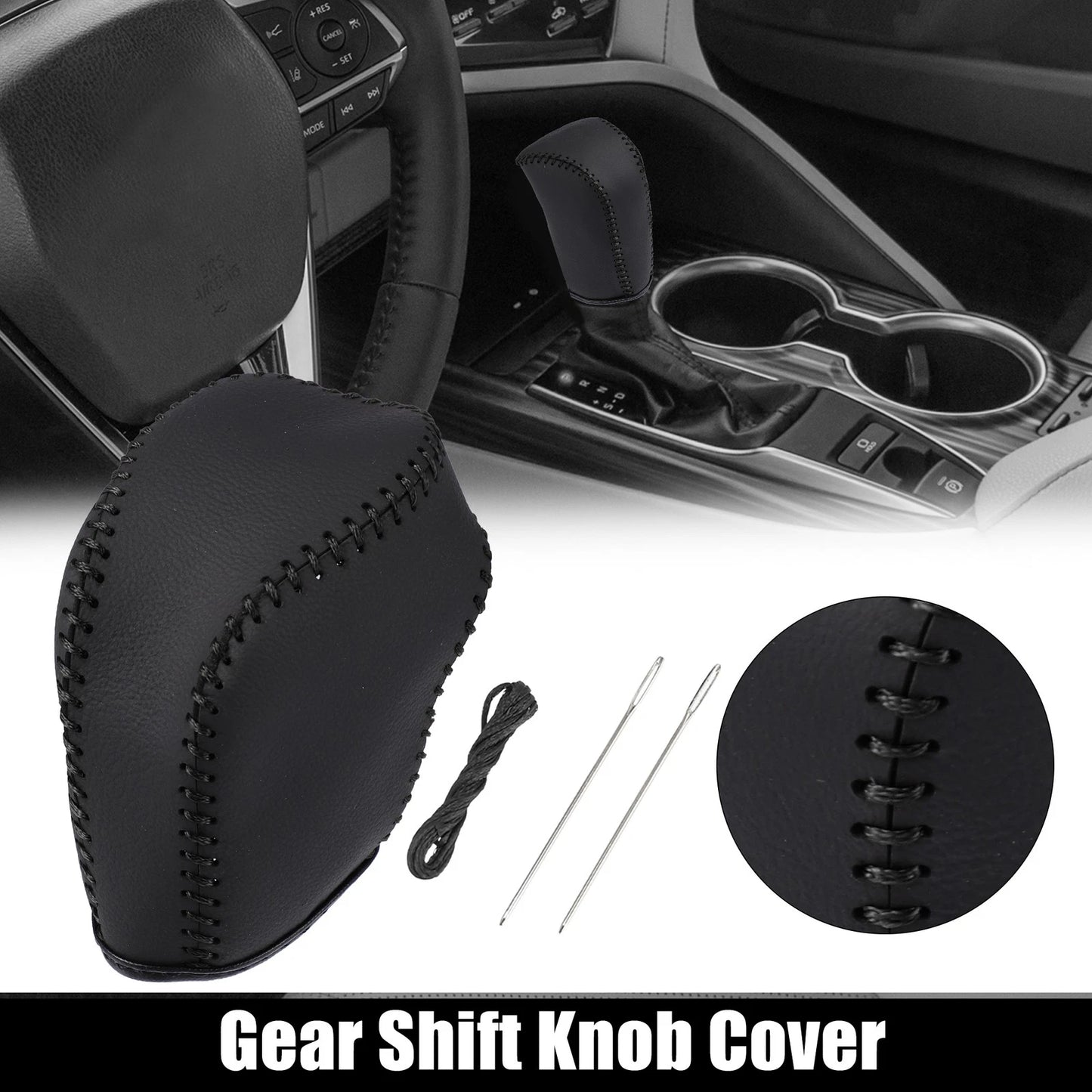 Black Faux Leather Gear Shift Knob Cover for Toyota Corolla (2014-2023)