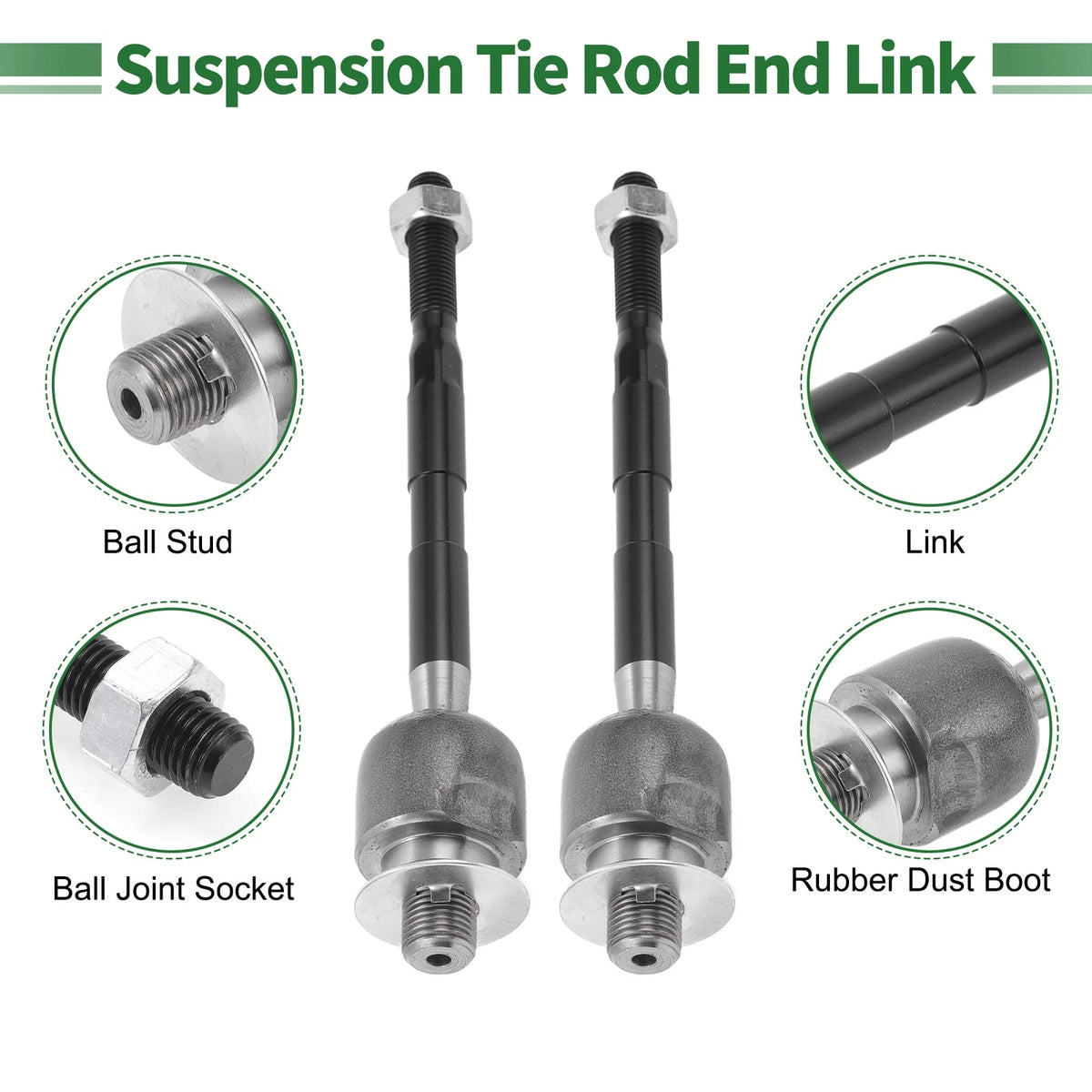 6 Pcs Front Suspension Kit Tie Rod Ends & Boots for Suzuki Swift (2004-2010)