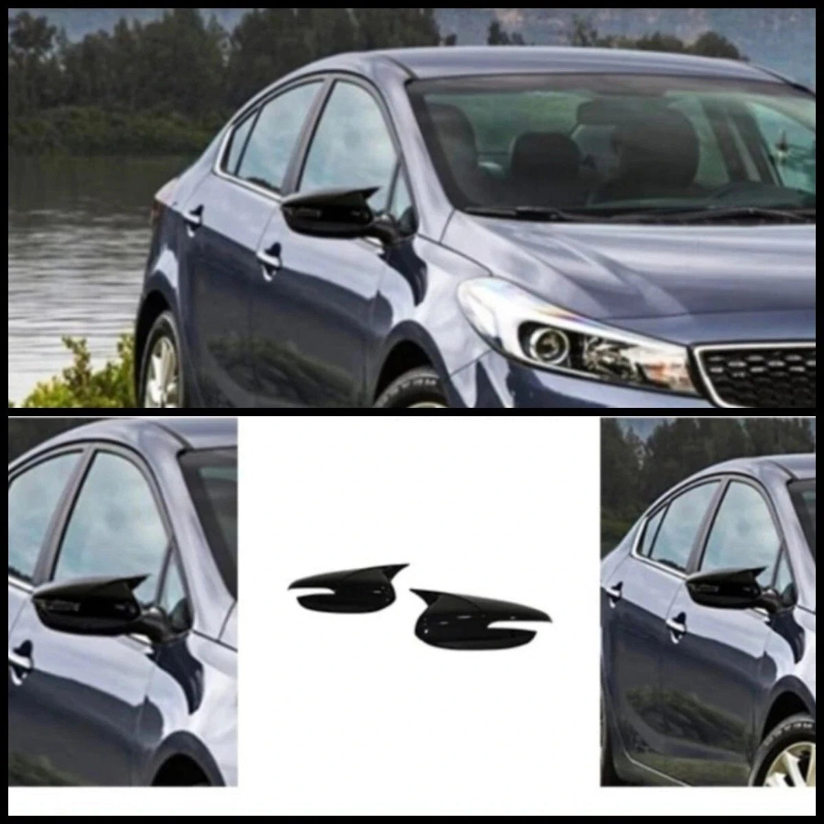 Side View Mirror Covers Gloss Black for Kia Cerato (2016-2019) 2 Piece Pcs