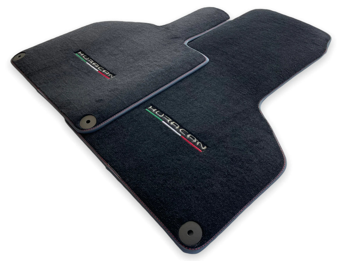 Floor Mats for Lamborghini Huracan 2014-2022 Black Tailored Carpets Red Stitch