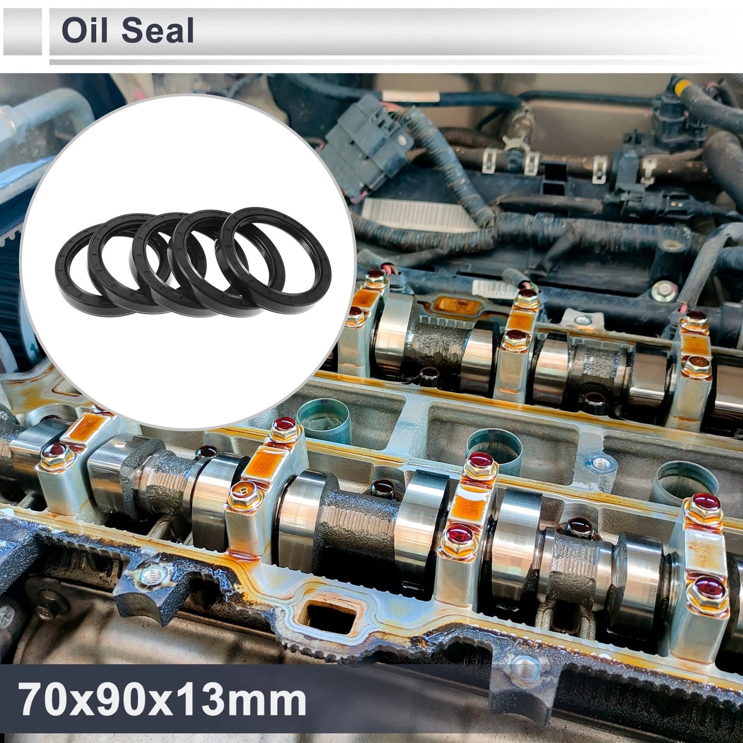 Oil Seal / 70x90x13mm / Rotary Shaft Seal Nitrile Rubber Black 5 Pcs for Make Model