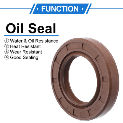 Oil Seal 25x42x7mm Brown FKM Rotary Shaft Seal 2 x for Make Model