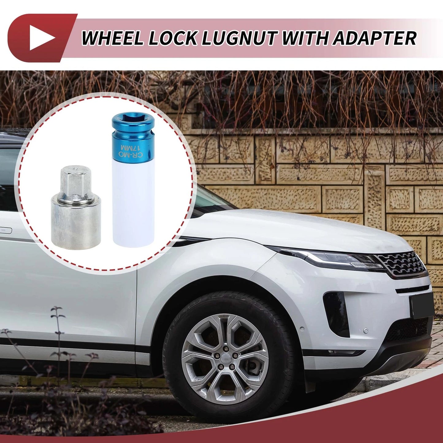 Wheel Lock Lug Nut Anti-theft Key Socket with Adapter for Land Rover