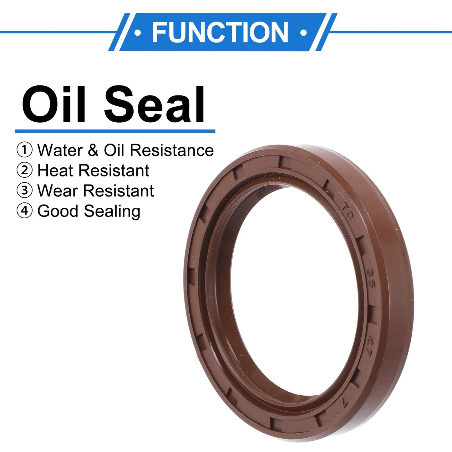 Oil Seal 35x47x7mm Brown 2 x Rotary Shaft Seal FKM Rubber for Make Model