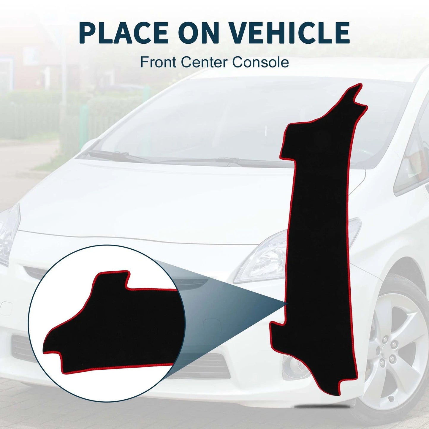 Dashboard Cover Mat for Toyota Prius 2023-2024 Black Red 1 Set