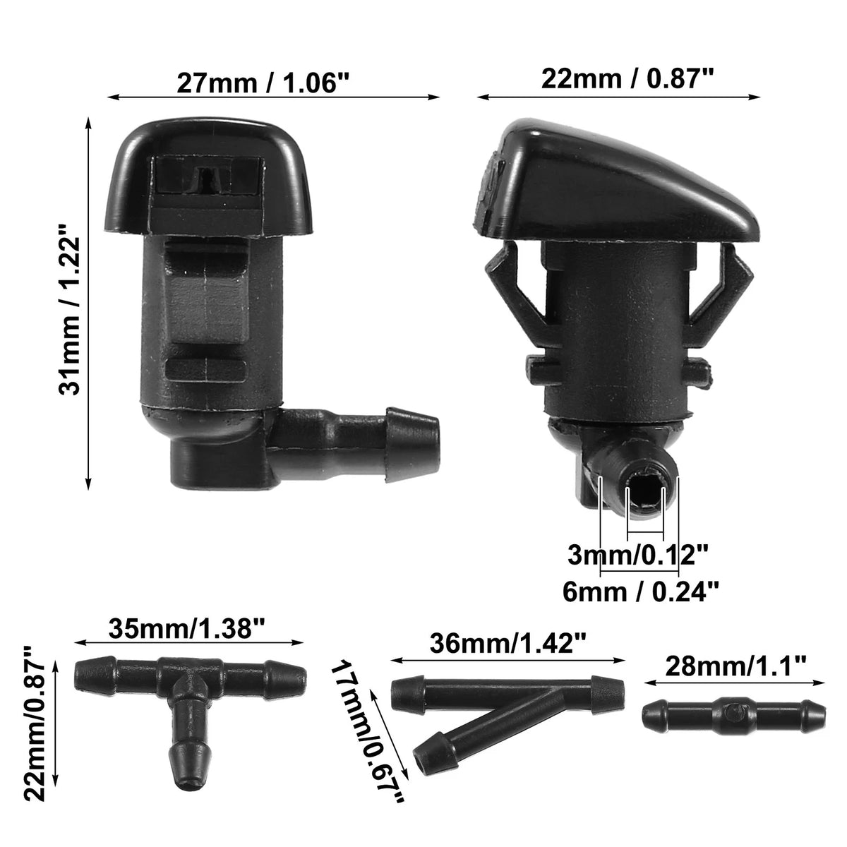 Windshield Washer Nozzles & 2.5m Hose for Toyota Tacoma (2005-2023)