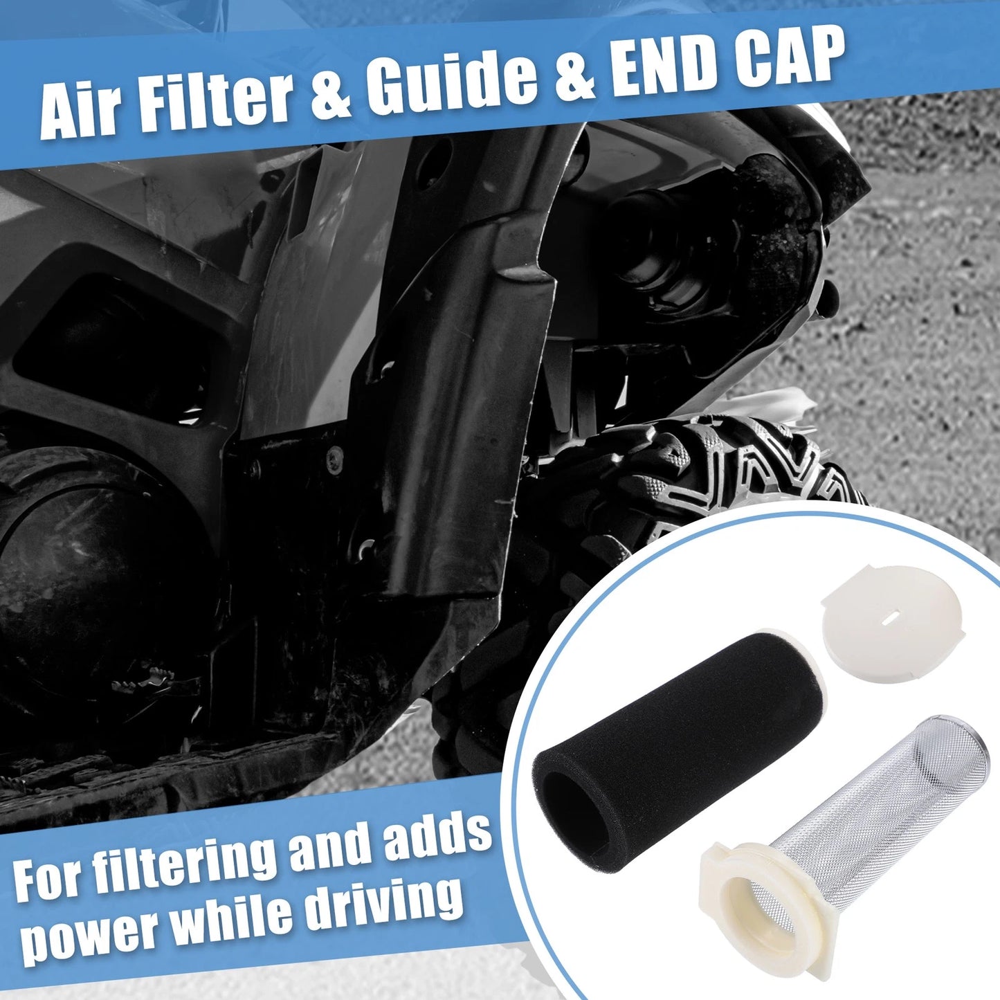 Set Air Filter with Guide and End Cap for Yamaha Warrior Wolverine 350