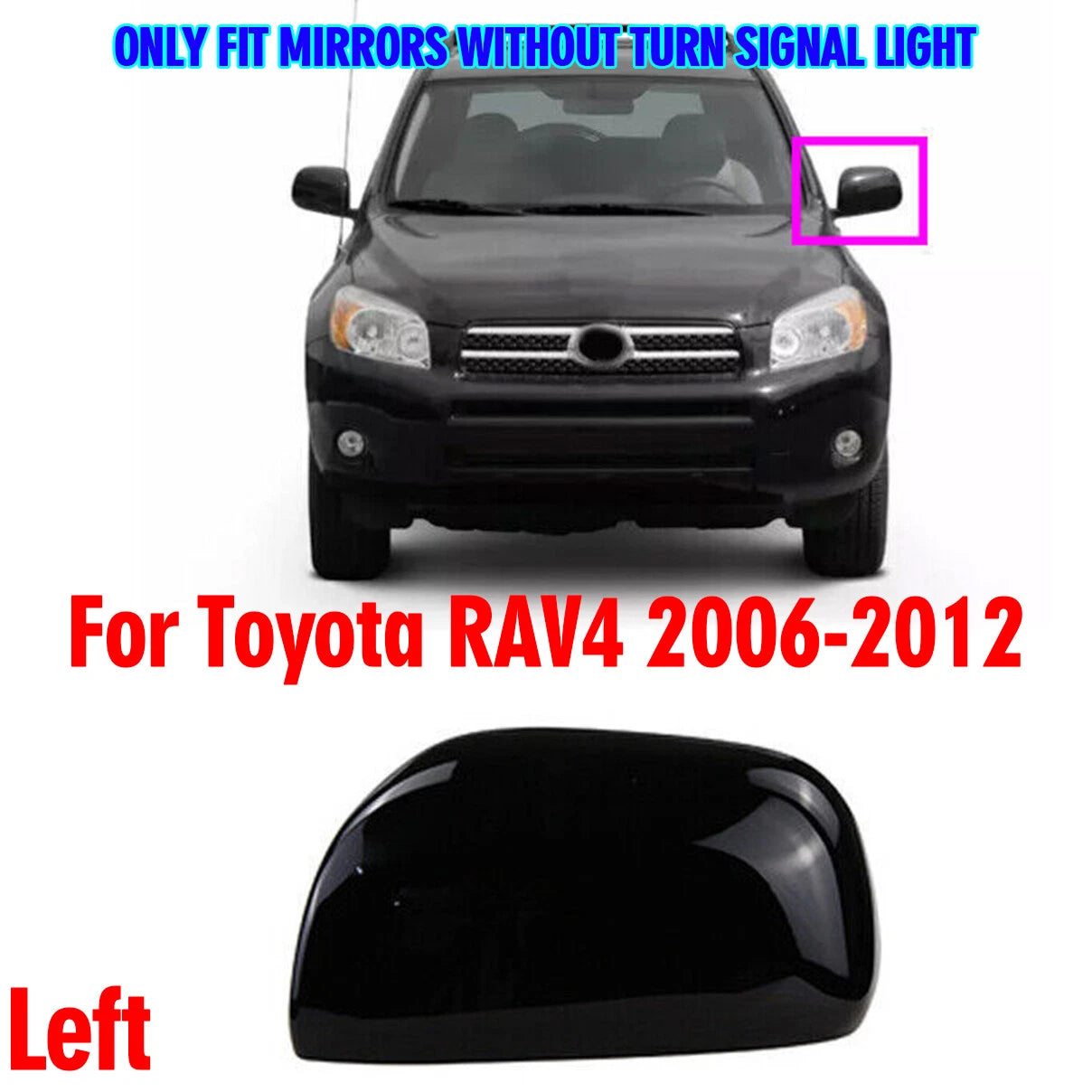 Lh Side Rearview Mirror Cover Housing Trim Black for Toyota RAV4 (2006–2012)
