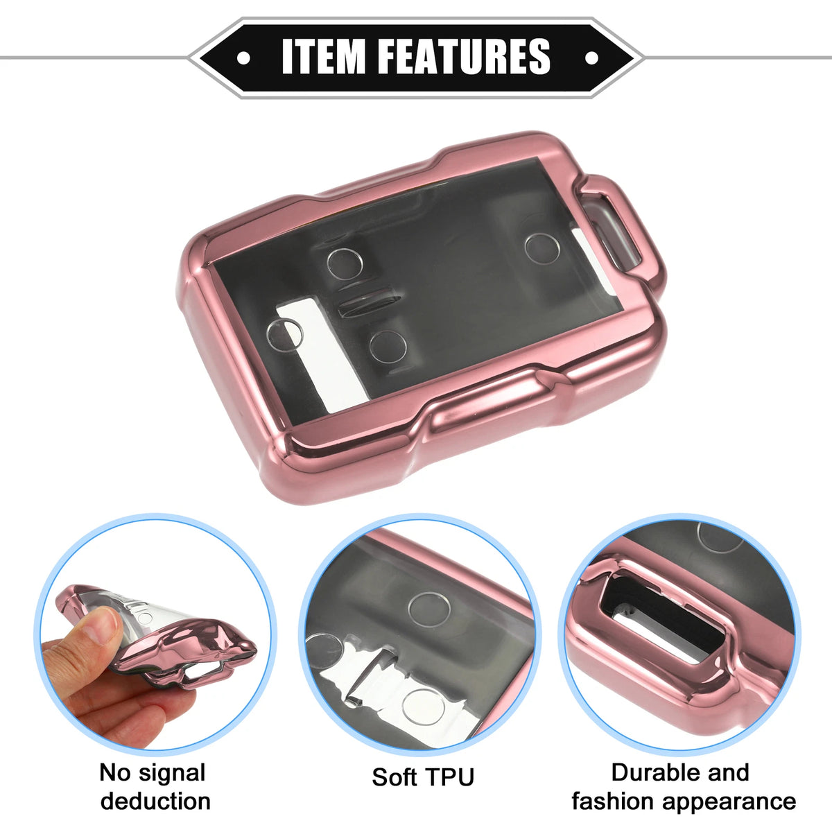 TPU Pink Clear 4-Button Key Fob Cover for Chevy Suburban