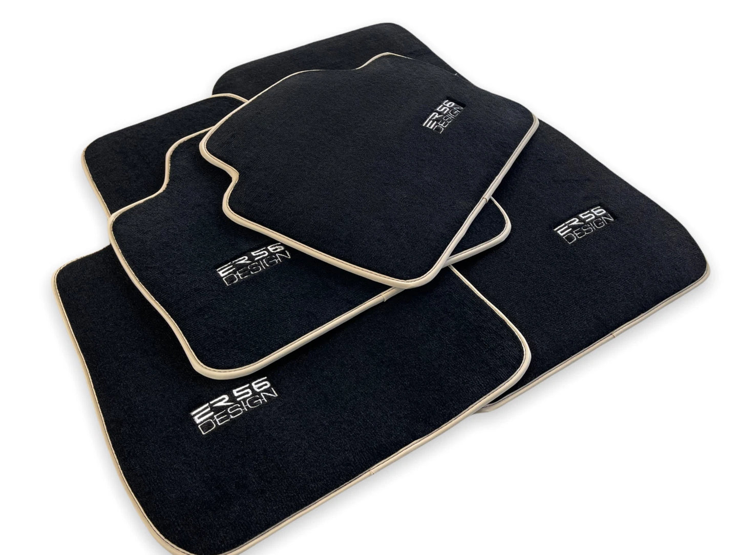 Premium Floor Mats for BMW 7 Series F02 Black Beige (2010-2015)