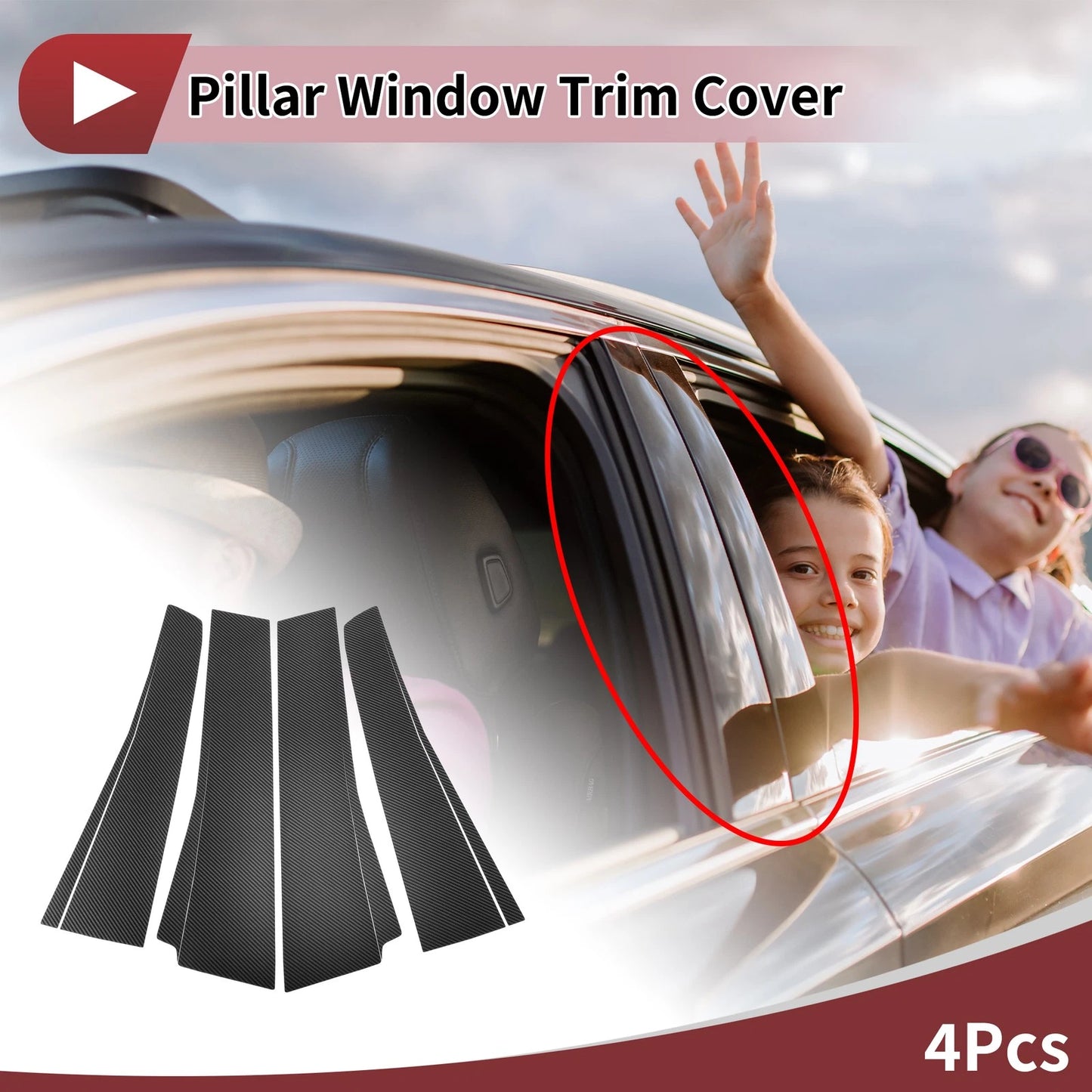 4 Pcs Car Door Pillar Window Trim Carbon Fiber for Toyota Alphard (2015–2023)