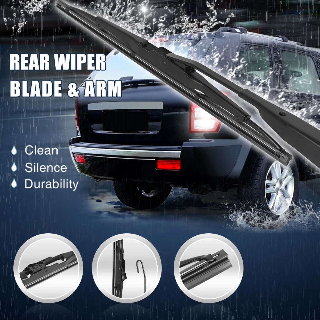 Rear Windshield Wiper Blade Arm Set 11 Inch for Jeep Patriot (2007-2016)