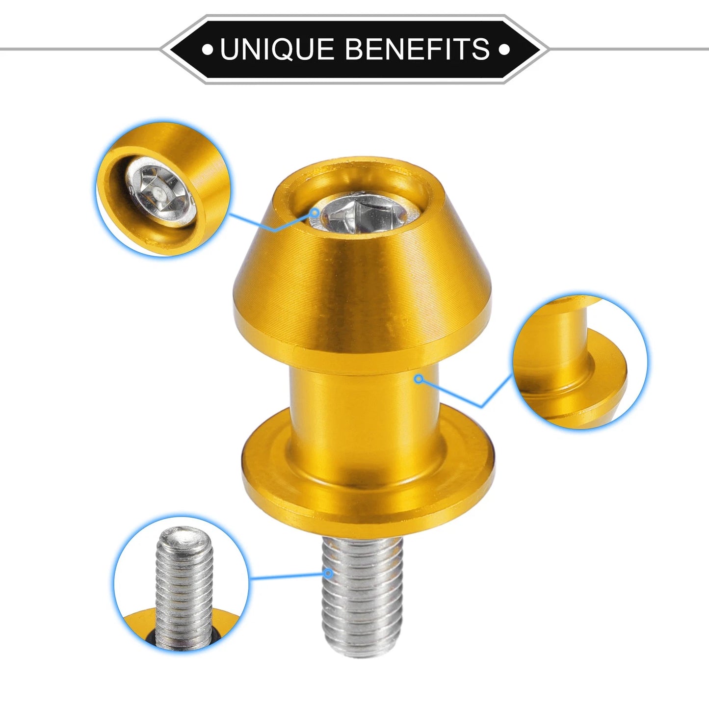 Pair 8mm CNC Swingarm Spools / Sliders Gold Tone for Make Model